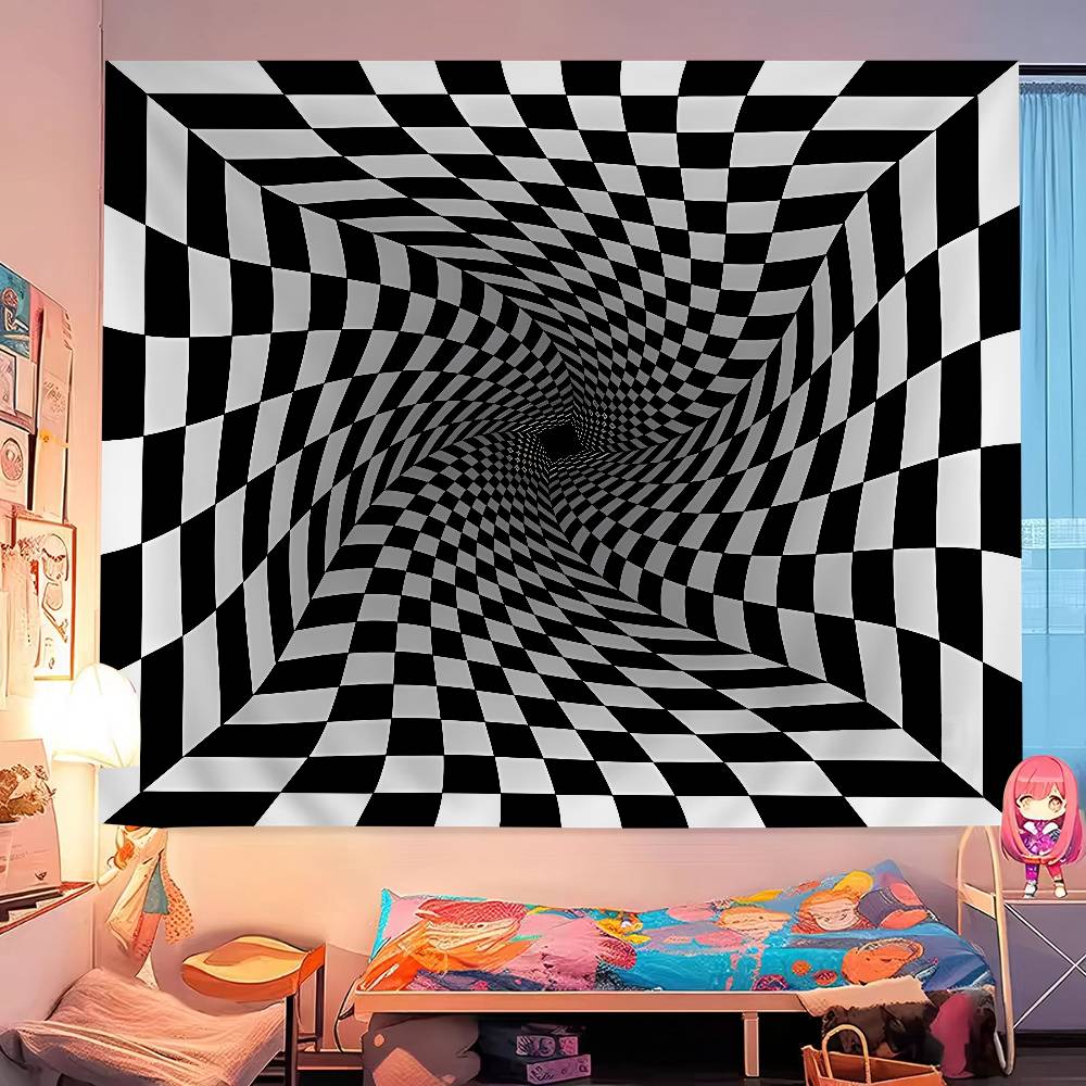3D Vortex Illusion Cartoon Tapestry Wall Hanging Decoration Household Home Decor