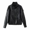 ZA Womens Long Sleeve Stand Collar Faux Leather Jacket Street Style Short Coat