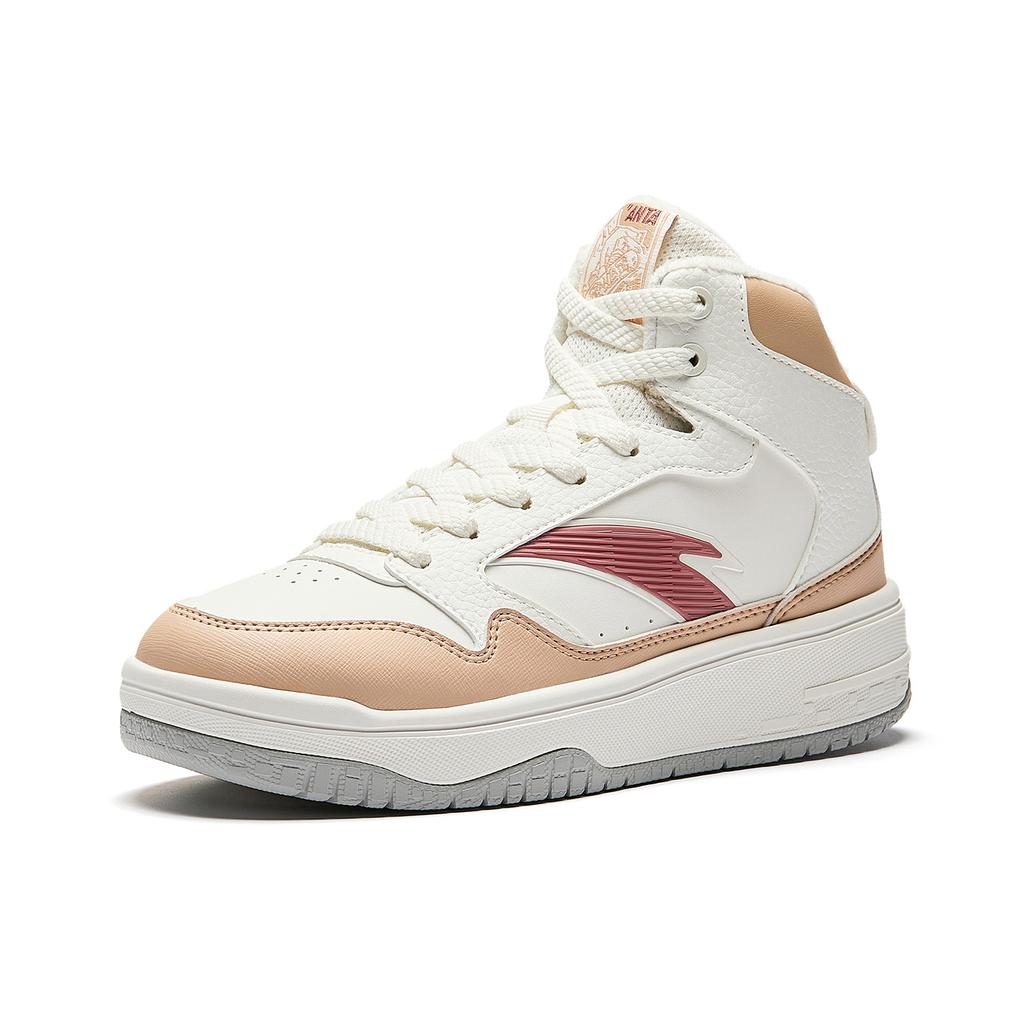 Anta Trendy Board Shoes Women's Ivory White/Light Walnut/Stardust Red 922548987-3