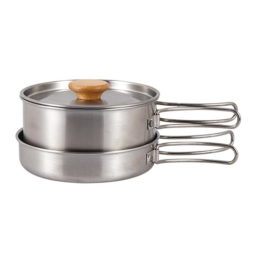 Ensemble de casseroles et poêles de camping en acier inoxydable pour l'extérieur, ensemble de casseroles et poêles polyvalentes, fournitures de camping