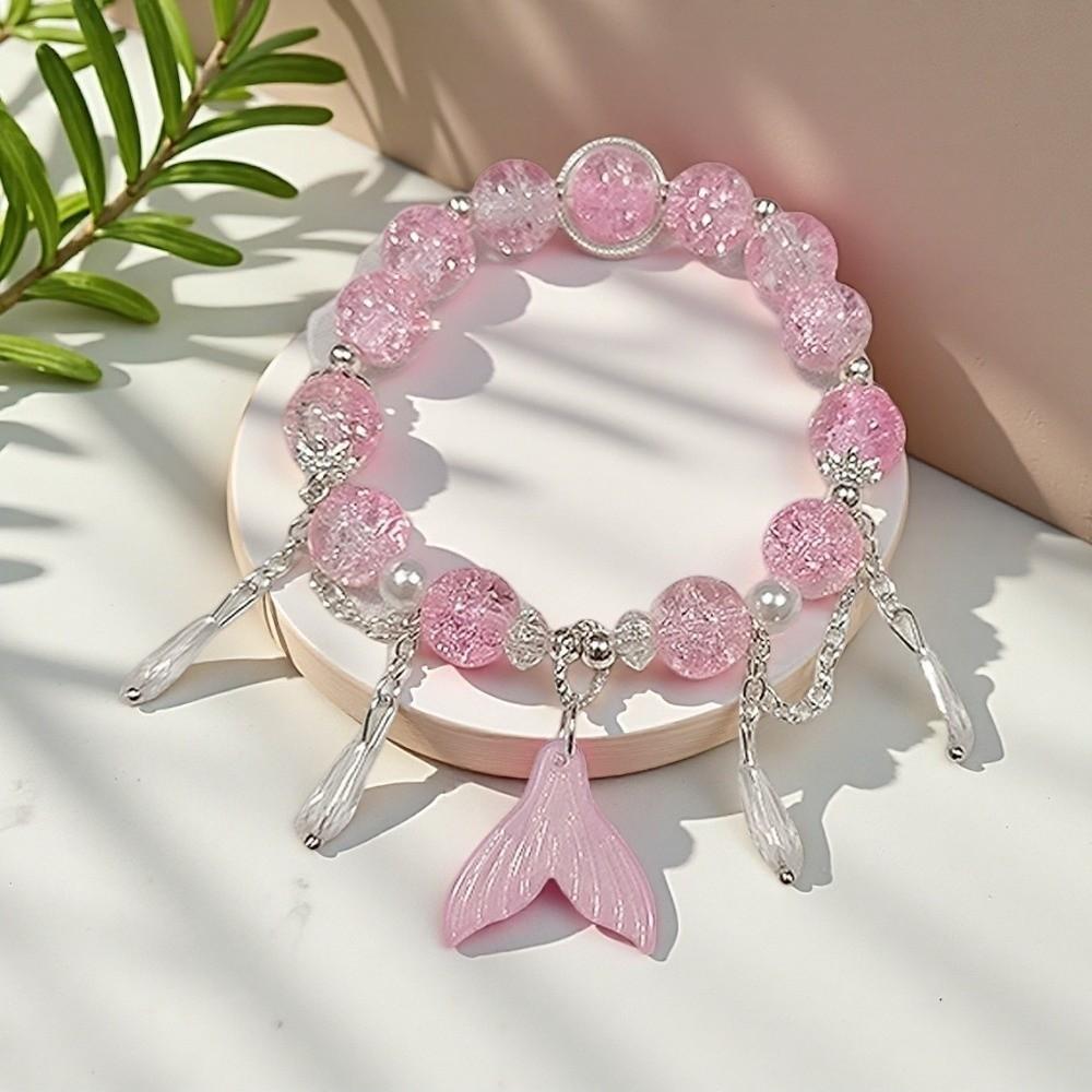 Süßes Fischschwanz-Kristallarmband Bunte Perlen Süße Glückliche Handkette Modeaccessoire