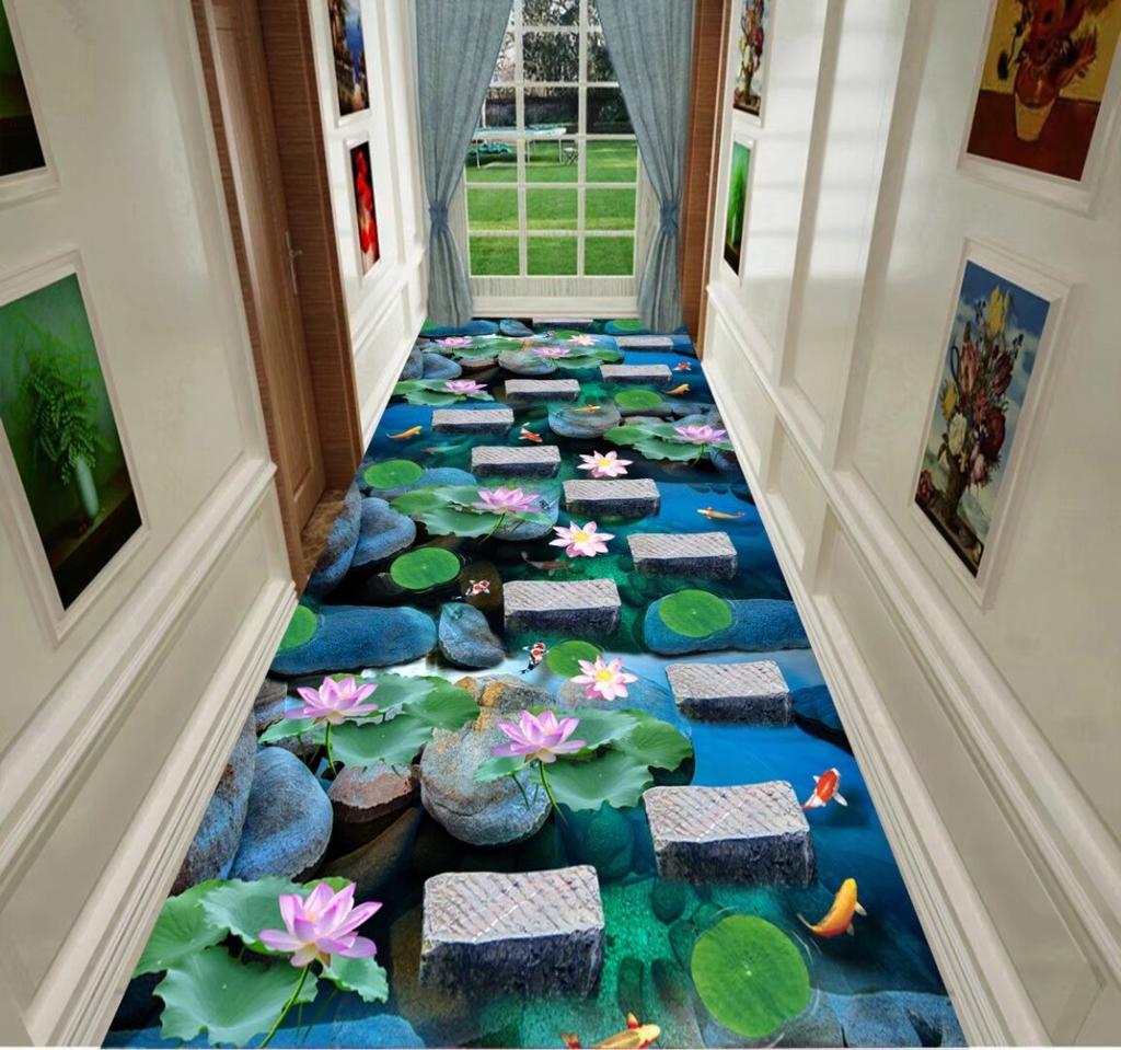 3D Scenic Green Long Corridor Carpets Living Room Decor Non-slip Easy Cleaning Hallway Floor Mat Lobby Carpet Stair Area Rug