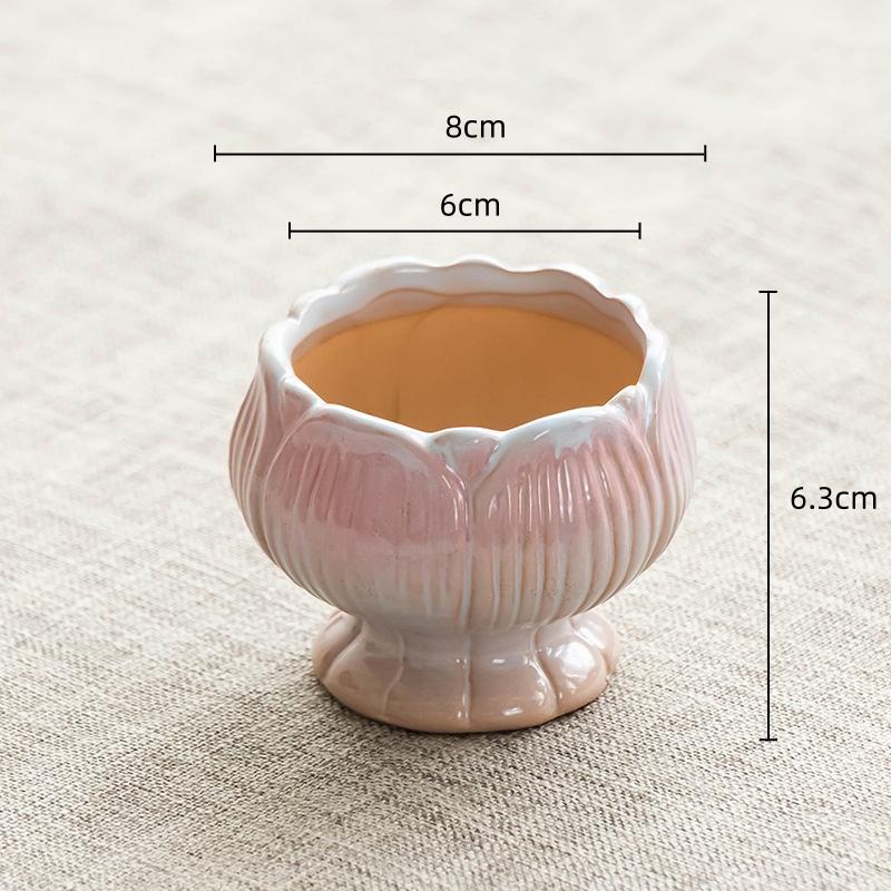 Creative Ceramic Flowerpot Petal-Rim / Lotus Shape Succulent Planter Desktop Ornament for Home Garden Decor