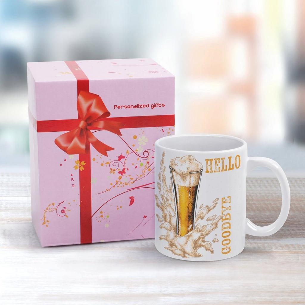 1pc 11oz Double-Sided Printed Beer Lover Mug, Funny Ceramic Cup for Daily Coffee or Tea, Ideal Gift for Friends and Party Moments