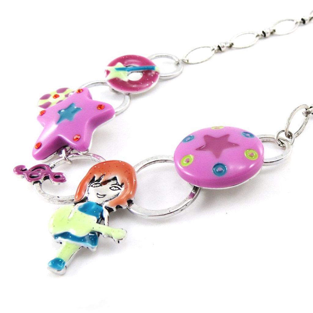 NOA [J2250] - Designer Necklace 'Rockeuse' Pink Green Blue