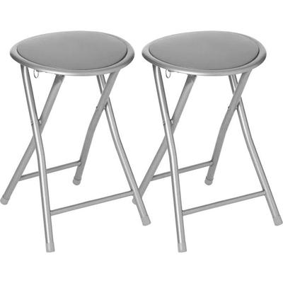 Atmosphera "Elisa" PVC Folding Stool - Grey - Set of 2