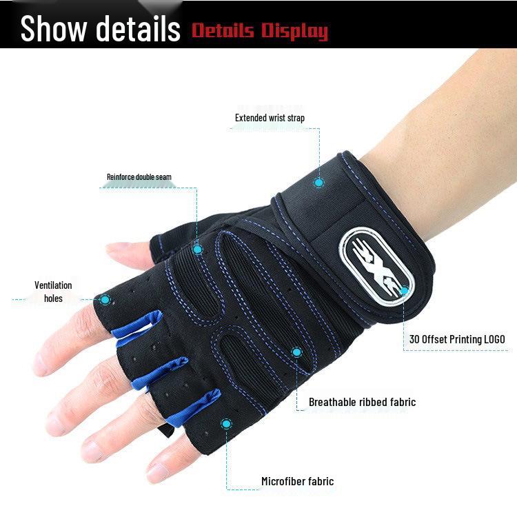 Unisex Non-Slip Fitness Gloves: Half-Finger Design with Wrist Support for Cycling, Barbell, and Training.