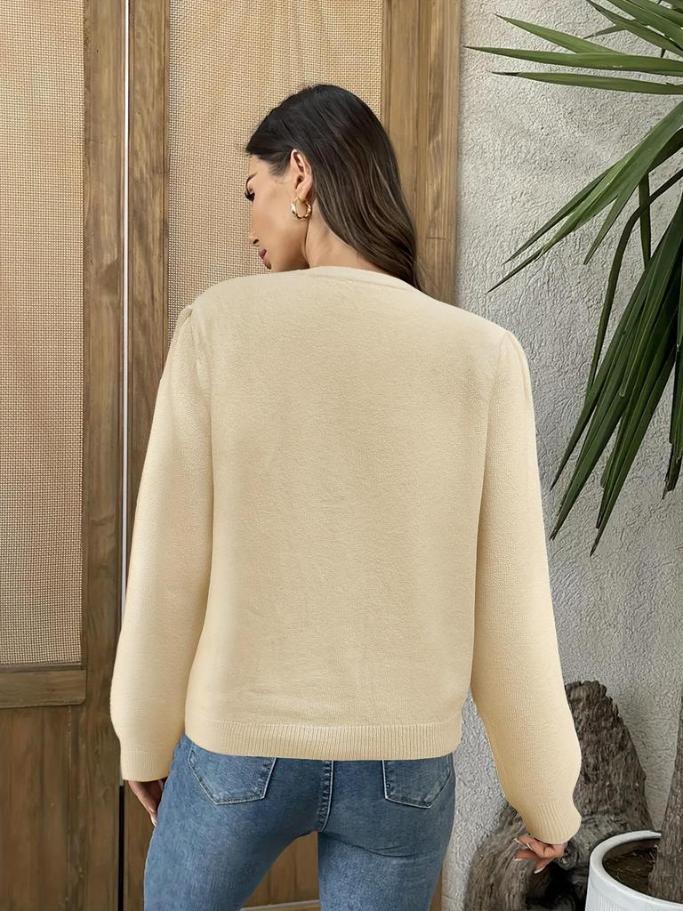 Autumn & Winter V-Neck Hollow Out Cardigan - Versatile Knitwear for Women