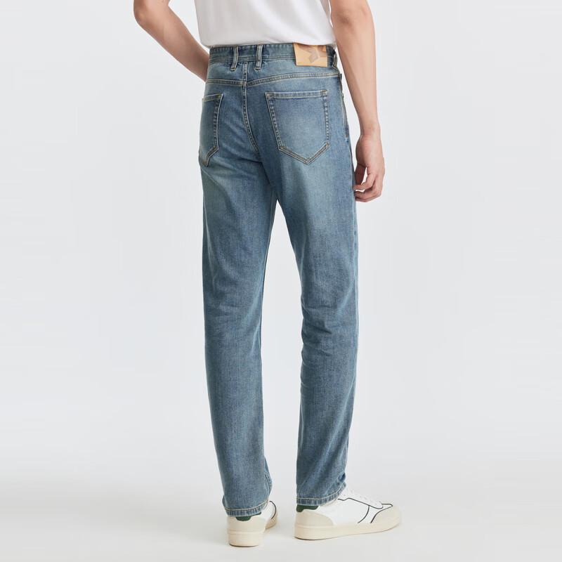 Joeone Men's Elastic Breathable Straight-Leg Denim Jeans