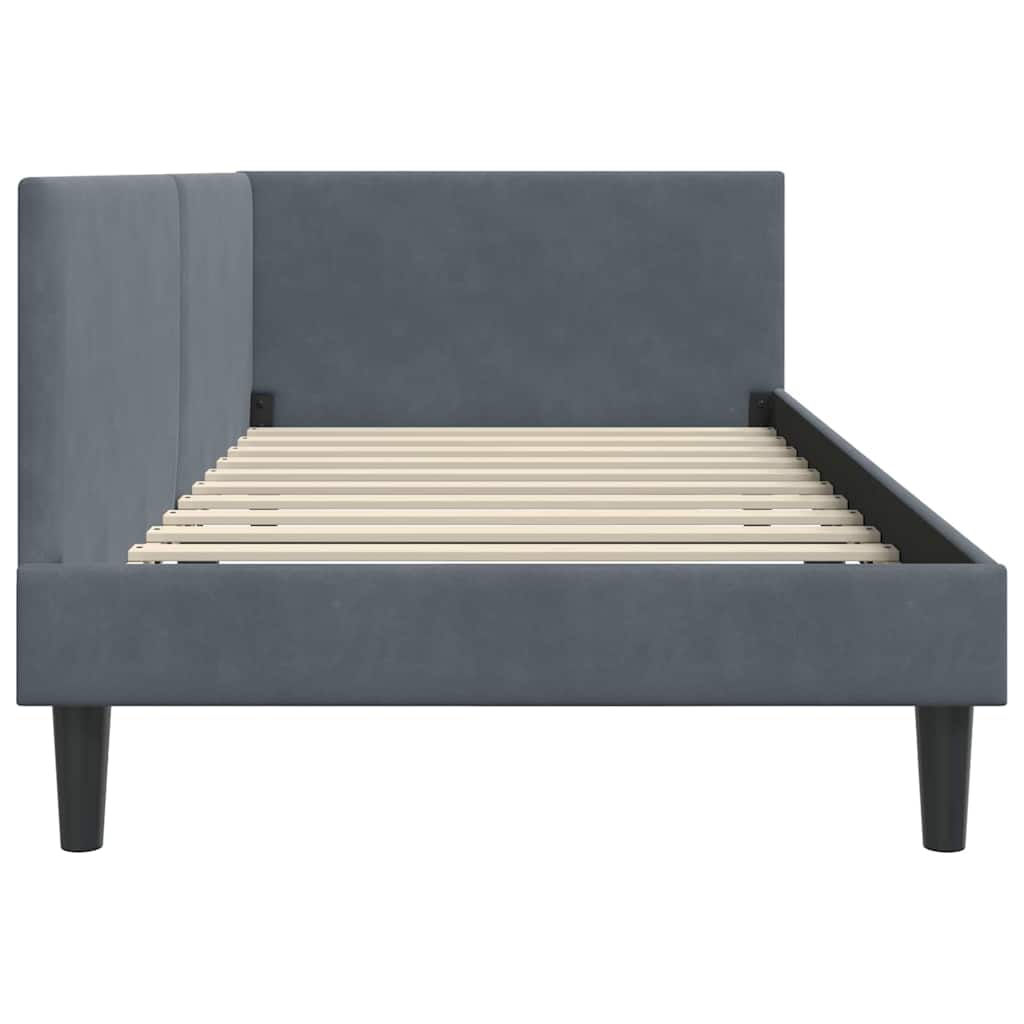 Corner Bed Frame with Headboard Dark Grey 80 Cm X 200 Cm Velvet