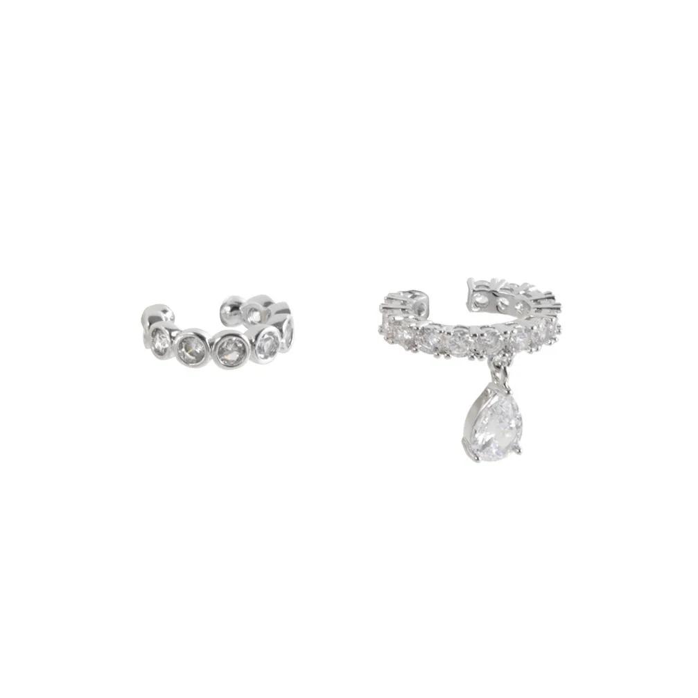 

PONYKISS Серьги-клипсы из стерлингового серебра 925 пробы с цирконами, асимметричной формы в виде капли, для женщин, модные, тонкие ювелирные изделия, минималистичные аксессуары