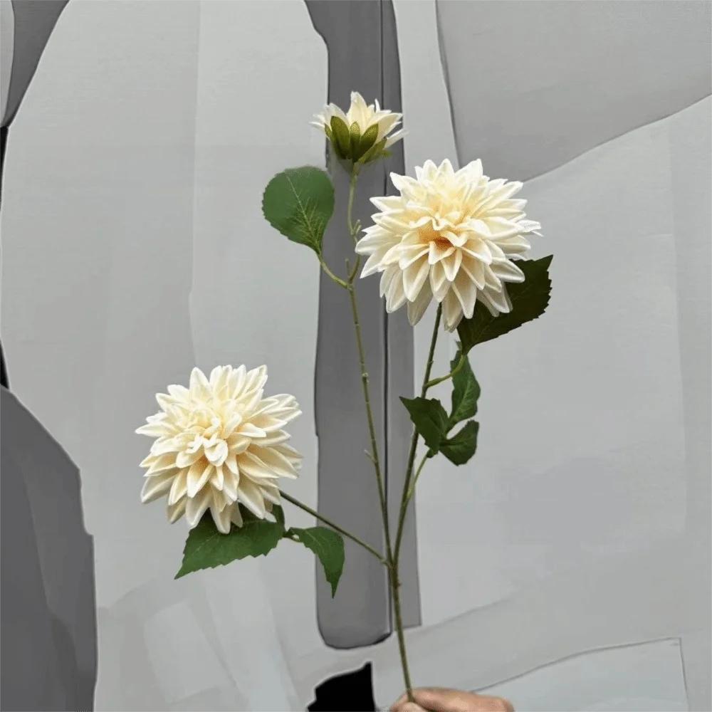 New 72cm Artificial Dahlia Flower 3 Heads Long Branch Faux Flower Floral Arrangement Hydrangea Flower Wedding Decor