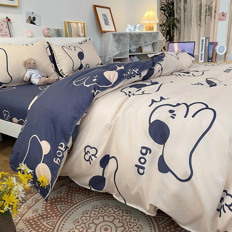 Four-piece Cartoon Single-piece Bedding Dormitory Bed Sheet Quilt Cover Ins Quilt Cover Three-piece Set Spring