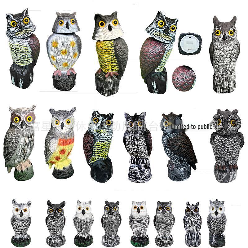 Garden Owl Bird Repellent Ornament - Realistic Head-Turning Design for Outdoor Decoration