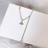 S925 Silver Saturn Star Retro Necklace - Trendy Female Clavicle Chain with Niche Design