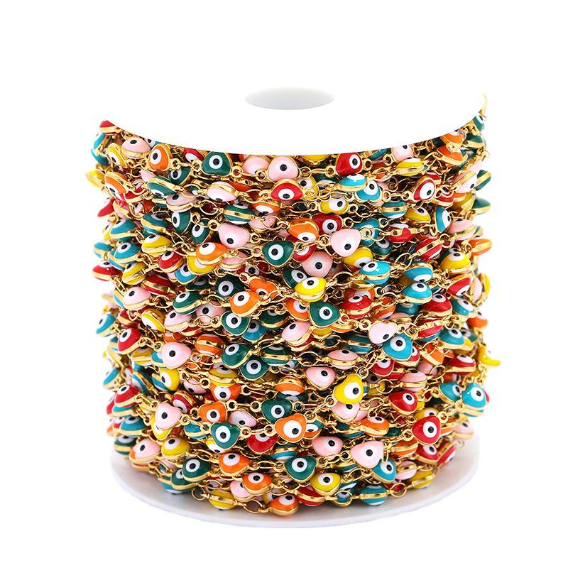 

Devil s Eye Heart-Shaped Turkish Eye Necklace DIY Stainless Steel Chain Accessory