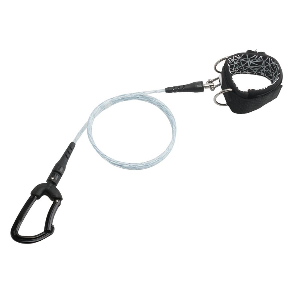 Freediving Lanyard Leash Anti Lost Safety Cable with Carabiner Scuba Diving Rope for