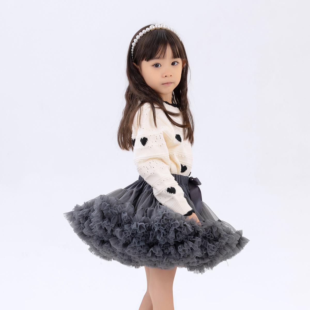 

HOT Upgrade Girls Tulle Skirt Baby Children Tutu Pettiskirt Skirt Kids Fluffy Ballet Skirt Party Princess Girl Clothes 3-4T Size M сірий