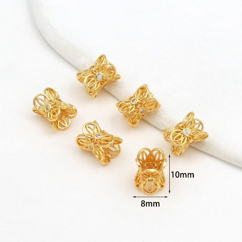 Farbechtheit k Echtgold mikro-eingefasster Zirkon Fassperlen Straße durchbohrt kleine Taille Kristallarmband DIY Perlenabstandshalter mit Perlen C