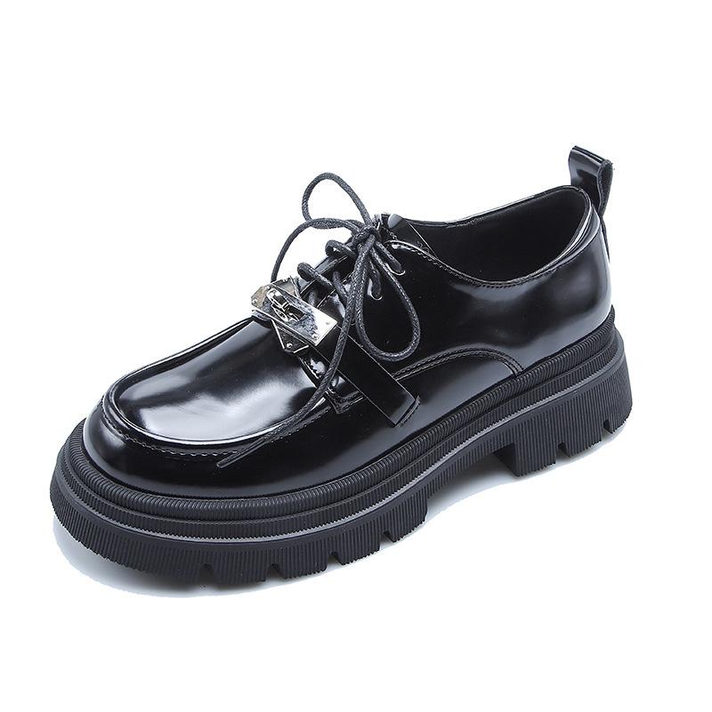 Yuexinwang genuine leather flat for Huizhou women's shoes grape mother same small leather shoes versatile autumn and winter new platform loafers