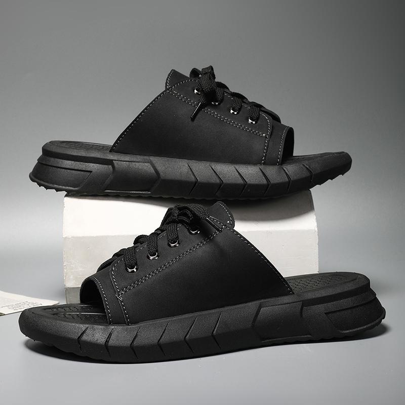 

Мужские пляжные шлепанцы, шлепки, повседневные сандалии 39 чёрный