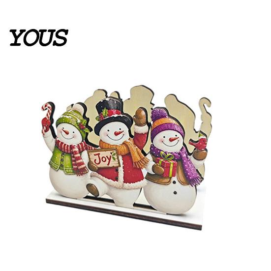 Wooden Holiday Ornament Christmas Napkin Holder for Table, Santa Snowman Reindeer Tree Cocktail Square Storage Tissue Dispenser Winter Parties,