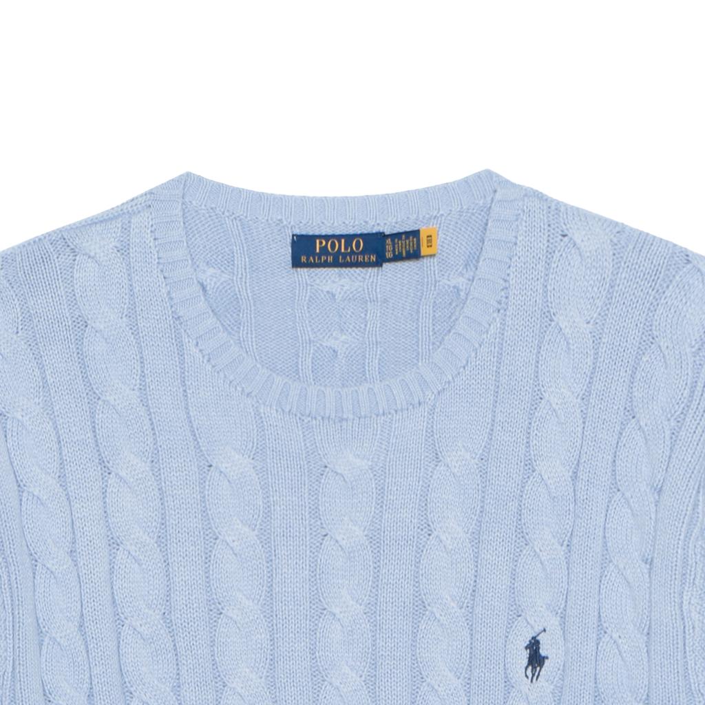Polo Ralph Lauren Solid Color Crew Neck Cable Knit Pattern Printed Embroidered Slim Fit Long Sleeve Sweater Men sweater Light-Blue 710775885-503
