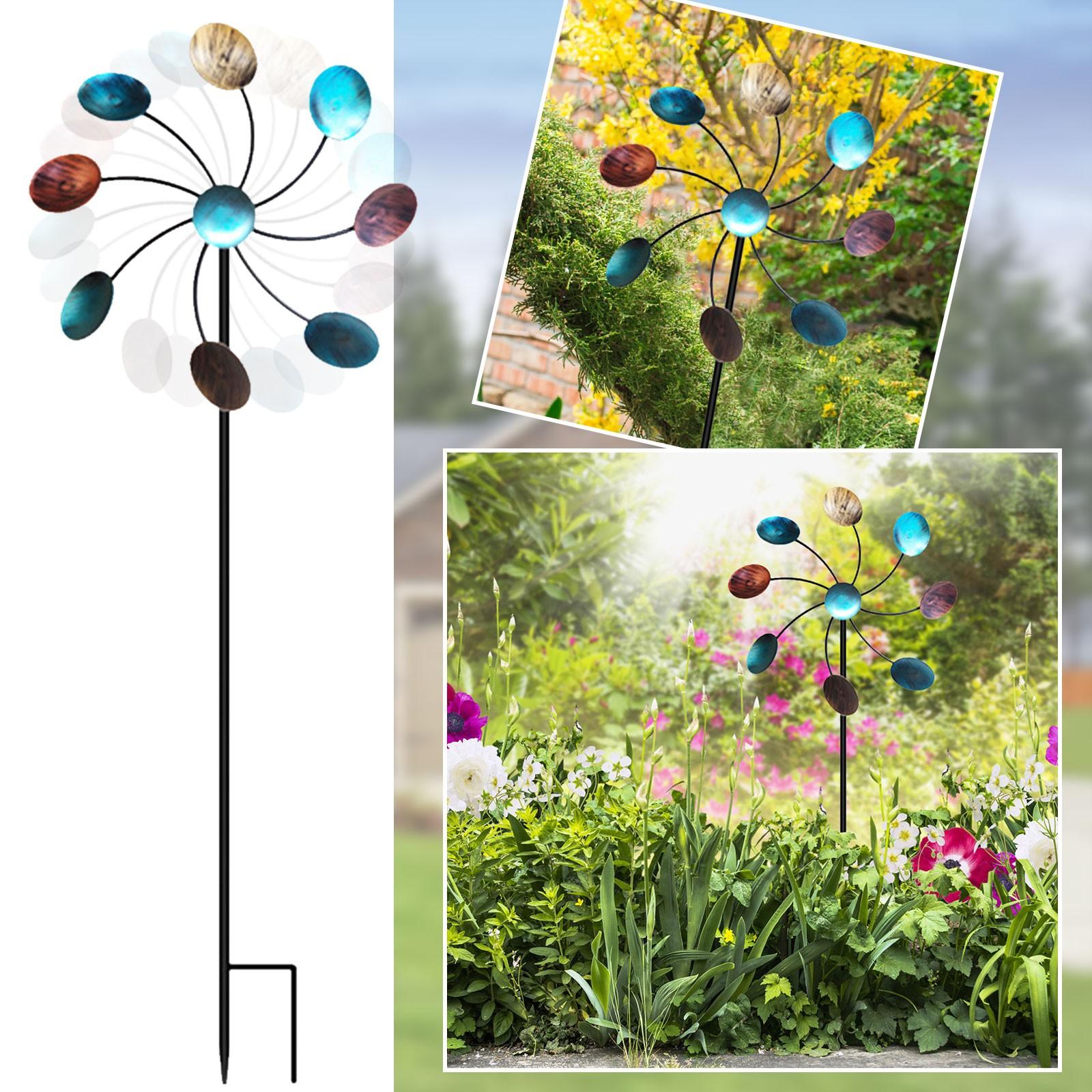 Outdoor Windmill Decoration Garden Iron Rotating Windmill Wind Windmill Garden Yard Outdoor Decor Mental Ground Stake Decor One Size