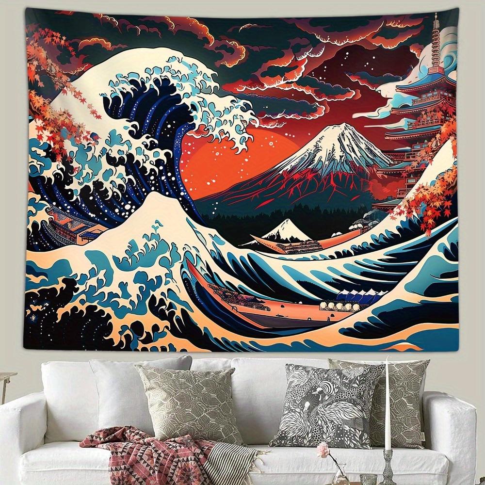 The Great Wave Tapestry: Classic, Vibrant, and Stunningly Detailed Wall Art for a Traditional Decor Statement