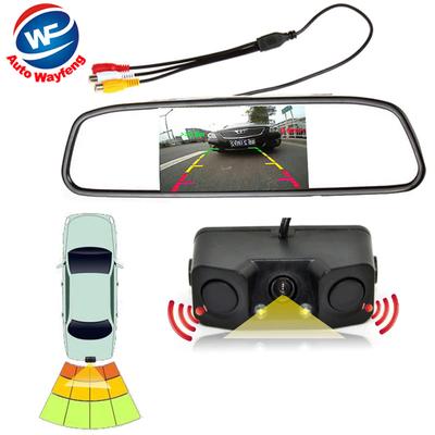 Senzor de asistență la parcare video 3 în 1 Cameră radar de rezervă + Monitor LCD de 4,3 inci pentru oglindă retrovizoare auto