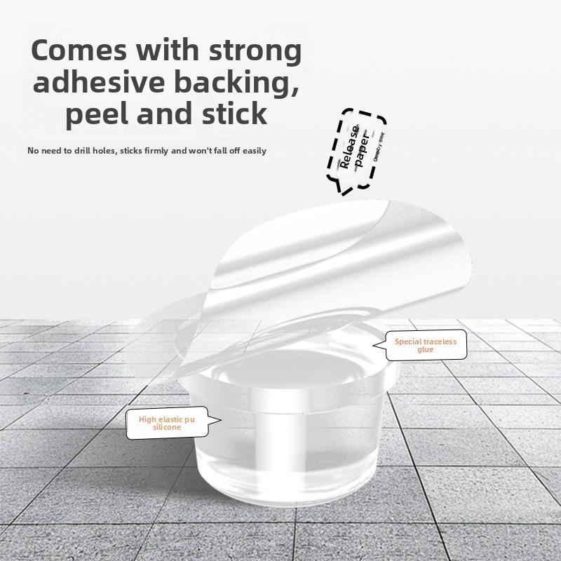 Transparent Silicone Door Stopper Wall Protector, No-Drill Cylinder Shock Absorber, Silent Handle Bumper Buffer for Home Entry