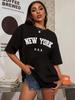 NEW YORK U.S.A Street Letter Style Printed Women T-Shirts Cotton Quality Short Sleeve Summer Breathable Hip Hop Tee Clothing