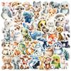 50 Pcs/Set Watercolor Animal Doodle Stickers Diy Decor For Guitar/Tablet/Journal Waterproof