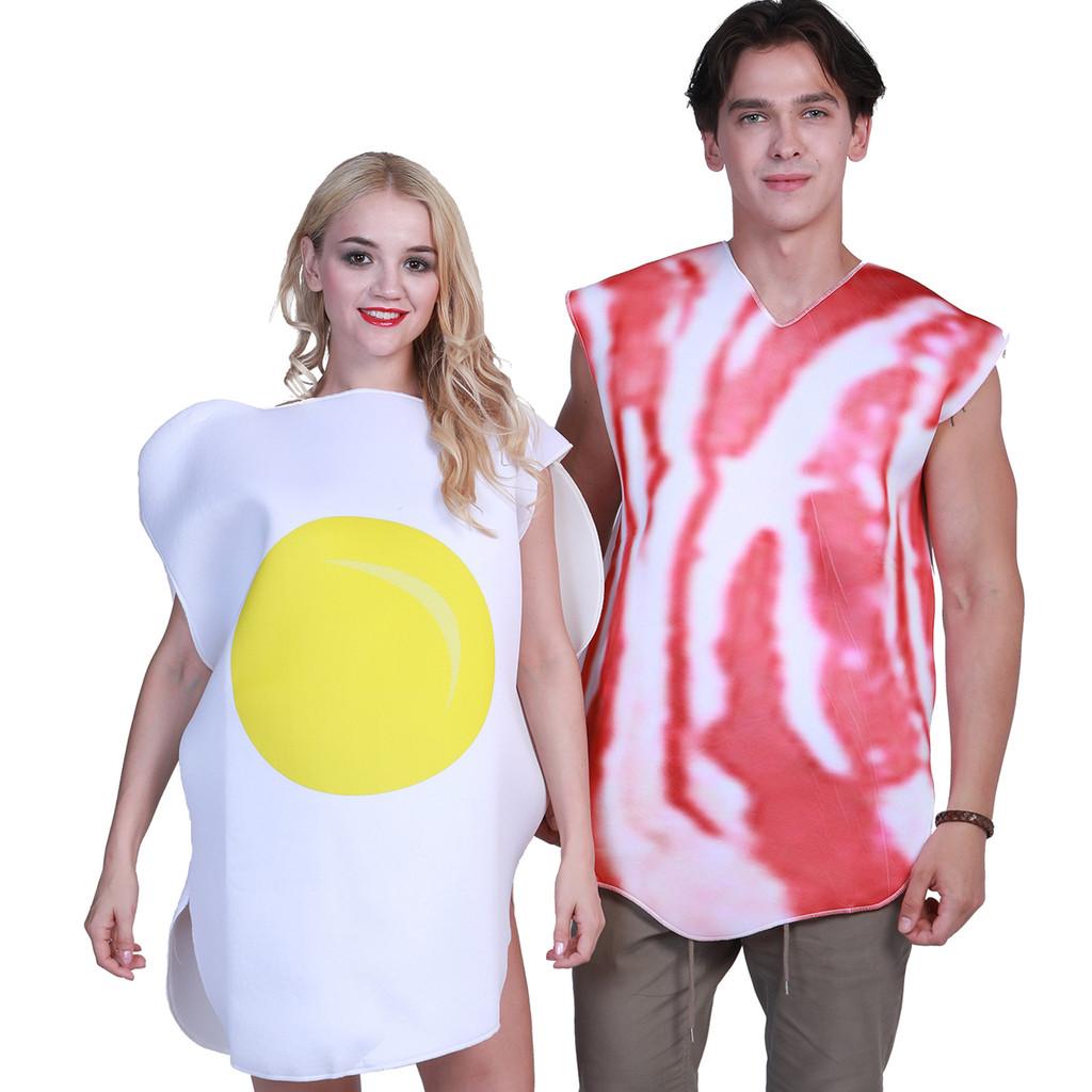 Halloween Eggs Bacon Couple Costume Set With Composite Material For Cosplay And Stage Performance