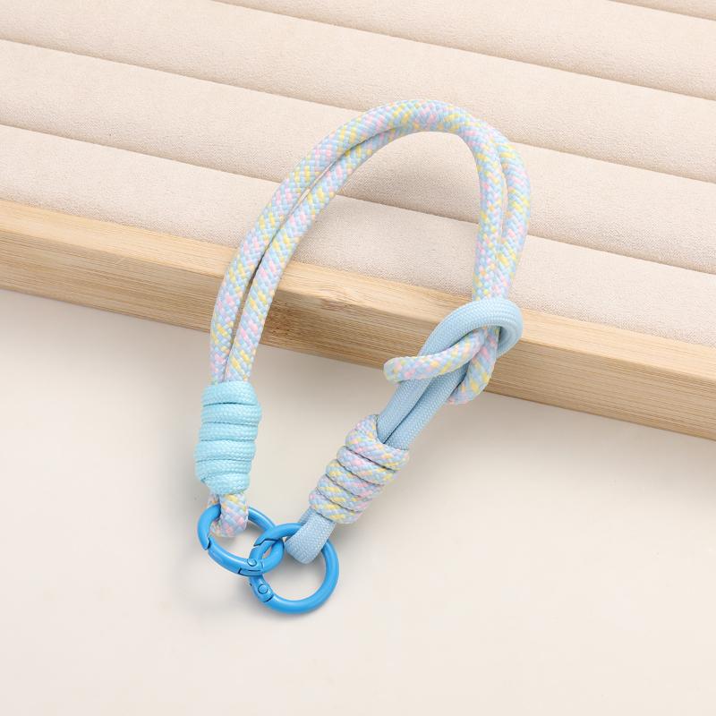 

1Pcs Double Knot Hand Woven Rope Keychain Hanging Chain Ring Cord Phone Lanyard Anti-Loss Rope Keyring Wrist Strap A12
