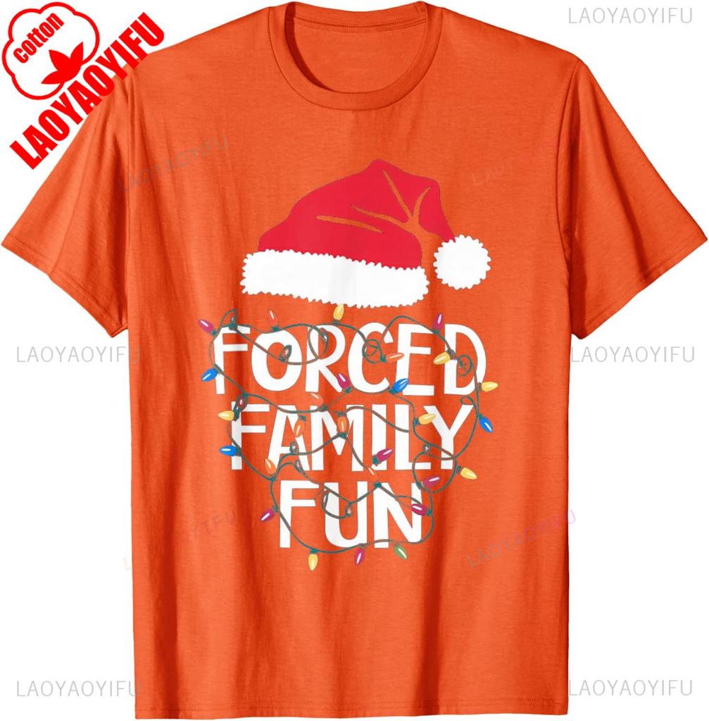 Nyår Jul Tvingad Familj Rolig Sarkastisk Jul Rolig Män Kvinnor Vanlig Högkvalitativ Bomull Rundhalsad Kortärmad T-shirts