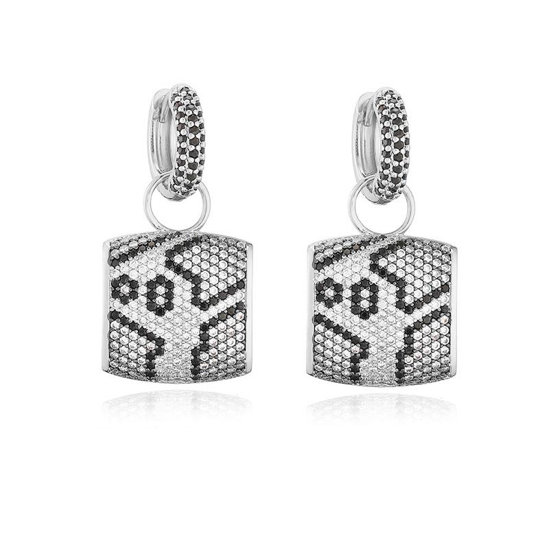 

HECHENG, Rectangle Leopard Pattern Dangle Earrings Unisex Men and Women Simple Korean Copper Metal Jewellery Earrings 1 Pair