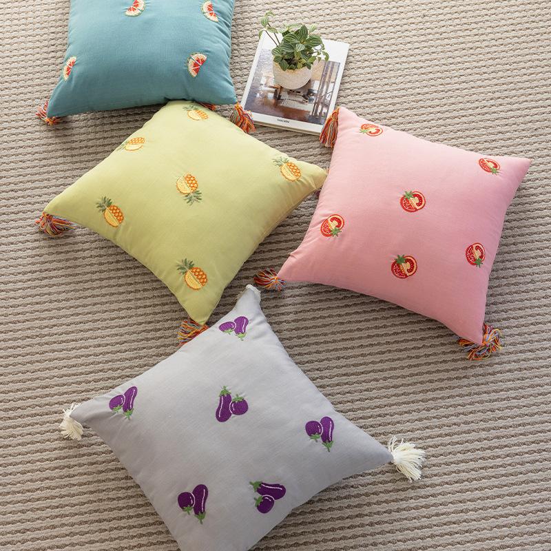 Simple Solid Color Pillow Sofa Living Room Pillow Bedside Office Pillow Case Core Cushion Waist Cushion