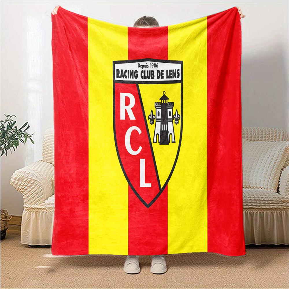 Racing Club Lens Crest Flannel Blanket, Soft Polyester, Modern Design, All-Season for Camping, Travel, Gifts for holidays or birthdays