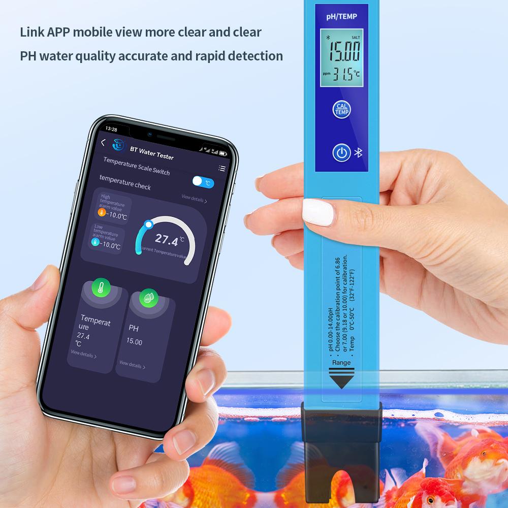 5 In 1 Water Quality Tester Pen Bluetooth EC SALT SG TEMP PH Tester Digital Water Tester for Drinking Water Aquarium Pool