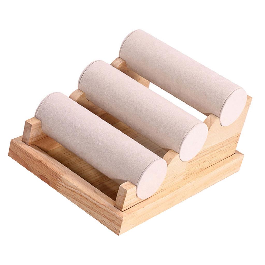 Solid Wood Bracelet Storage Holder Durable Three Tier Jewelry Organizers In Wood For Bracelets And Personal Items