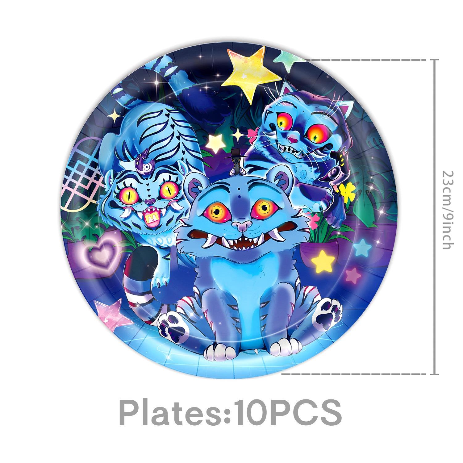 

K-pop Demon Hunters Derpy Tiger Celebration Disposable Tableware Blue Collection Present Tablecloth Banner Xmas Birth Date Celebration Supplies