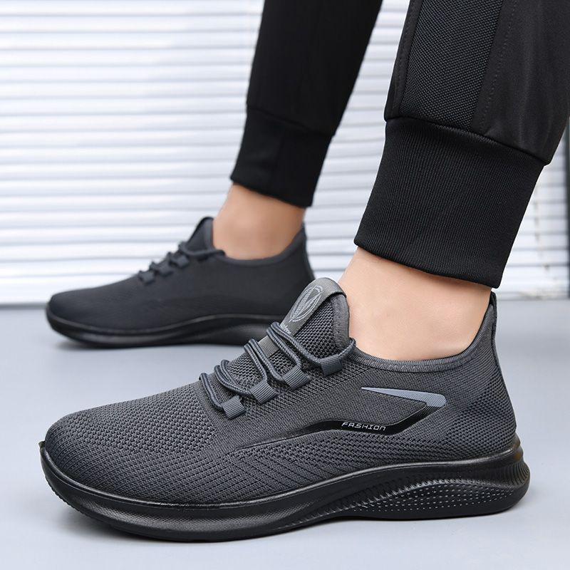 Men's Plus Size Breathable Mesh Lace-Up Non-Slip Casual Low-Top Shoes for Spring and Autumn