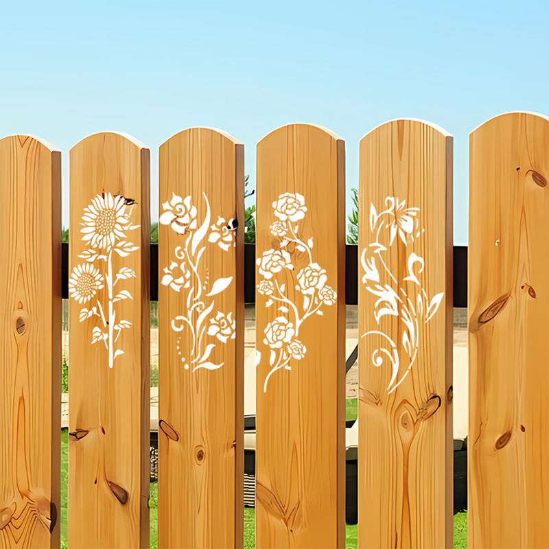 Large Stencils For Garden Fence 6PCS Reusable Flower Templates Painting Stencils For Wall Drawing Templates Art Crafts For Fence