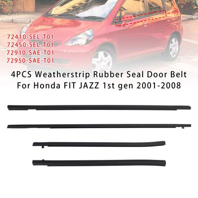 4PCS Weatherstrip Rubber Seal Door Belt For Honda FIT JAZZ 1st Gen 2001-2008