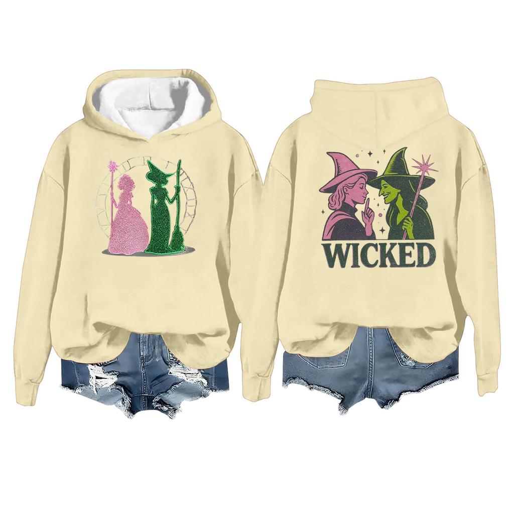 Women's Fashion Casual Long Sleeve Loose Printed Pullover Sports Long Sleeve Hooded Sweatshirt