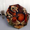 1pc Automatic Open/Close Umbrella with Tiger Face Close-Up Pattern - Compact Travel Umbrella, Windproof 8-Rib Frame, Portable