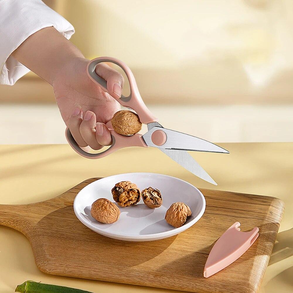 Stainless Steel Household Kitchen Scissors Dual Color Plastic Handle Multi Purpose Vegetable and Food Cutting Kitchen Tools