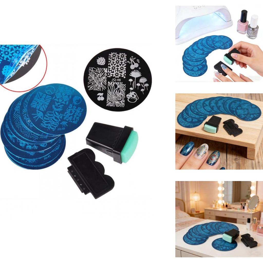 Nail Art Printing Steel Plate Set With 10 Jq Plates And Transparent Stamp For Diy Manicure