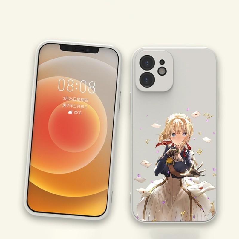 Violet Evergarden Phone Case For IPhone 11 12 13 Pro Max X XR XS Max 6 6S 7 8 Plus SE 2022 Liquid Square Color Phone Cover